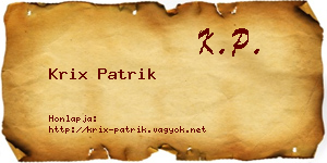 Krix Patrik névjegykártya